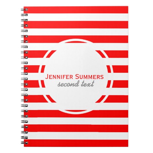Moderne rode en witte strepen notitieboek (Voorkant)