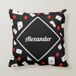 Moderne rode en zwarte poker-thematroon - Aangepas Kussen