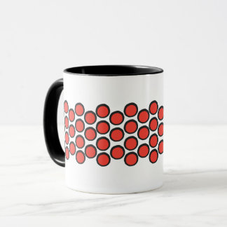 Moderne rode en zwarte vette polka stippen mok