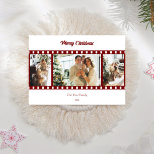 Moderne Rode Film Reel Fotocollage Kerstmis Feestdagenkaart