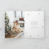 Moderne rode foto Sneeuwvlokken Sterren Vrolijk Ke Feestdagen Kaart (Binnen)