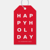 Moderne rode gelukkige vakantie cadeaulabel (Voorkant)