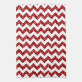 Moderne Rode Glitter Chevron Keukenschotel Handdoe Theedoek (Verticaal)