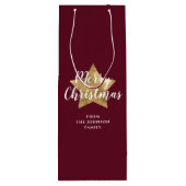 Moderne Rode Gouden Ster Kerstmis Wijn Cadeautas (Achterkant)