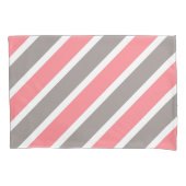 Moderne rode grijze strepen kussensloop (Voorkant-Links)