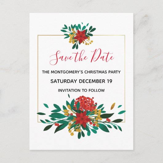 Moderne rode, groene en gouden kerst sparen de Dat Uitnodiging Briefkaart (Voorkant)