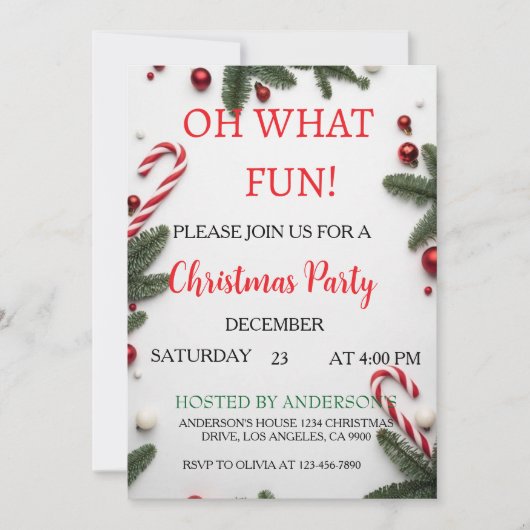 Moderne Rode & Groene Kerstfeest Uitnodiging (Voorkant)
