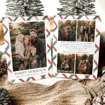 Moderne Rode Groene Strepen Kerst Familie Foto
