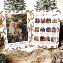 Moderne rode groene strepen Kerst familie foto