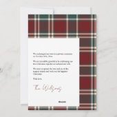 Moderne rode groene tartan vrolijk ooit na de brui feestdagenkaart (Achterkant)