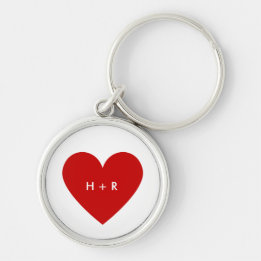 Moderne Rode Hart Eenvoudige Aangepaste Tekst Zilv Sleutelhanger