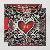 Moderne Rode Hart Kant Liefde Feestdagenkaart (Voorkant / Achterkant)