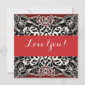Moderne Rode Hart Kant Liefde Feestdagenkaart (Achterkant)