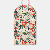 Moderne rode Holly bessen Vrolijk kerstfeest Cadeaulabel (Achterkant)