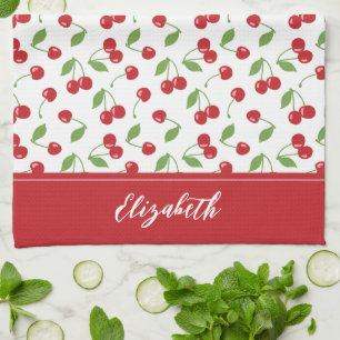 Moderne rode kersenpatroon bakken theedoek