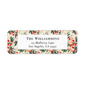 Moderne Rode Kerst Holly Berries Retouradres Etiket (Voorkant)