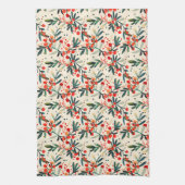 Moderne rode kerst Holly bessen Theedoek (Verticaal)