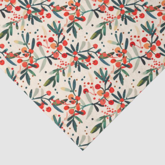 Moderne rode kerst Holly bessen Tissuepapier (Detail)