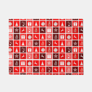 Moderne Rode Kerst Raster Patroon Minimalistisch Deurmat