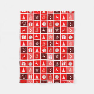 Moderne Rode Kerst Raster Patroon Minimalistisch Fleece Deken