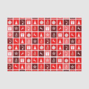 Moderne Rode Kerst Raster Patroon Minimalistisch Tissuepapier