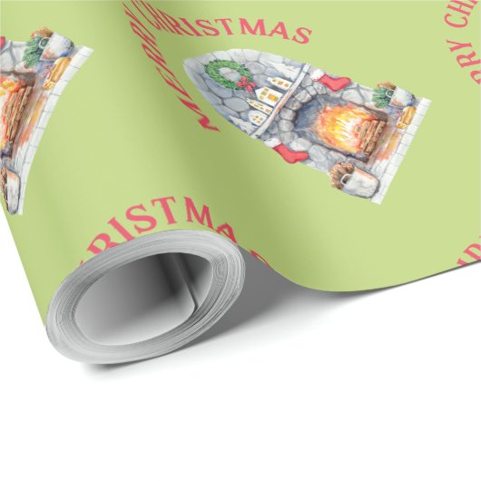 Moderne rode kerst-roodrotsvezel cadeaupapier (Rol Hoek)