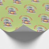 Moderne rode kerst-roodrotsvezel cadeaupapier (Hoek)