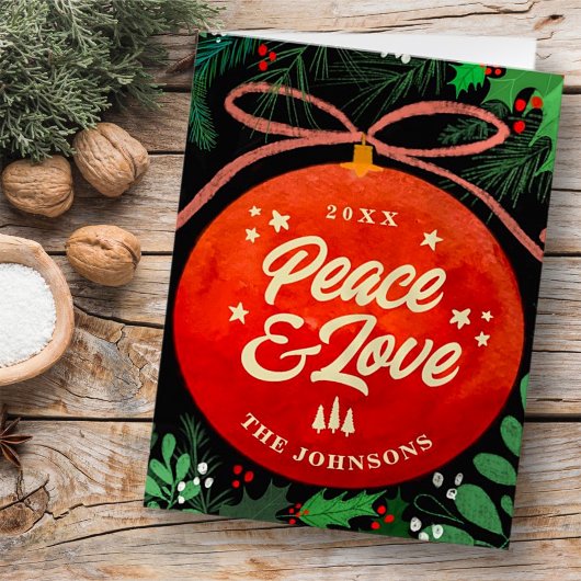 Moderne Rode Kerstbal Bloemornament Feestdagen Kaart