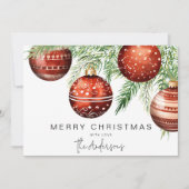 Moderne rode kerstbal kaart (Voorkant)