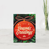 Moderne Rode Kerstbal Ornament Botanisch Feestdagen Kaart (Voorkant)