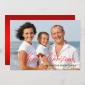 Moderne rode kerstfoto feestdagenkaart (Voorkant / Achterkant)