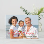 Moderne rode kerstfoto feestdagenkaart (Staand voorkant)