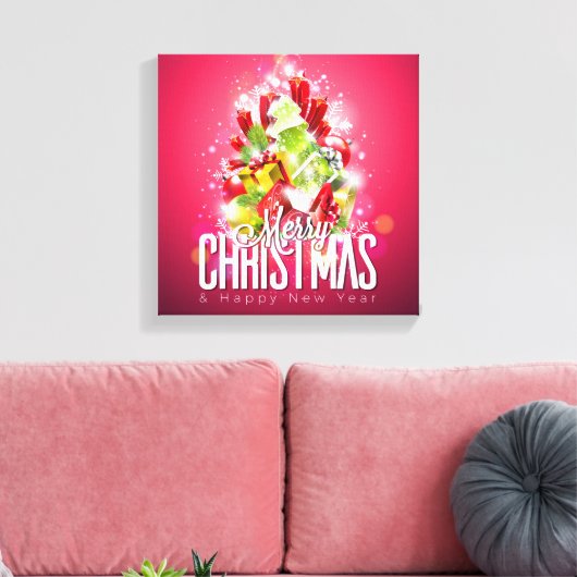Moderne Rode Kerstmis Illustratie grafisch ontwerp Canvas Afdruk (Insitu (Woonkamer))
