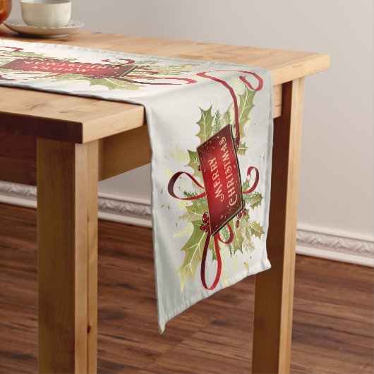 Moderne Rode Kerstvakantie Tafel Runner Medium Tafelloper (Voorbeeld)