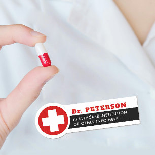 Moderne Rode Kruis Medische Gezondheidsdokter Naam Naamplaatje