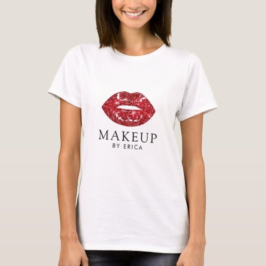 Moderne rode lipstick lips Kiss T-shirt (Voorkant)