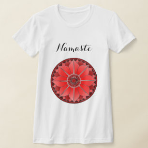 Moderne Rode Mandala Namaste T-shirt