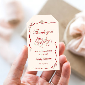 Moderne rode meidenavond dinerfeest cadeaulabel