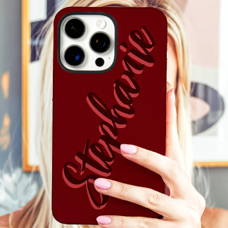 Moderne Rode Minimalistische Script Naam iPhone 16 Pro Max Hoesje