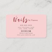 Moderne Rode Nail Technicus Blush Nails Art Salon Visitekaartje (Achterkant)