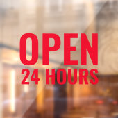 Moderne rode Open 24 uur Raamfolie Raamsticker (Vel 2)