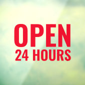 Moderne rode Open 24 uur Raamfolie Raamsticker (Vel 3)