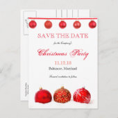 Moderne rode Ornamenten redden de datum van kerstf Aankondigingskaart (Voorkant / Achterkant)