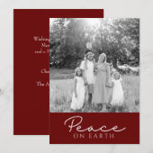 Moderne rode 'Peace on Earth' vakantiepas Feestdagenkaart (Voorkant / Achterkant)