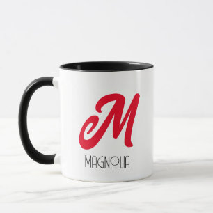 Moderne Rode Persoonlijke Mok van het Monogram van
