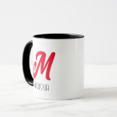 Moderne Rode Persoonlijke Mok van het Monogram van (Voorkant links)
