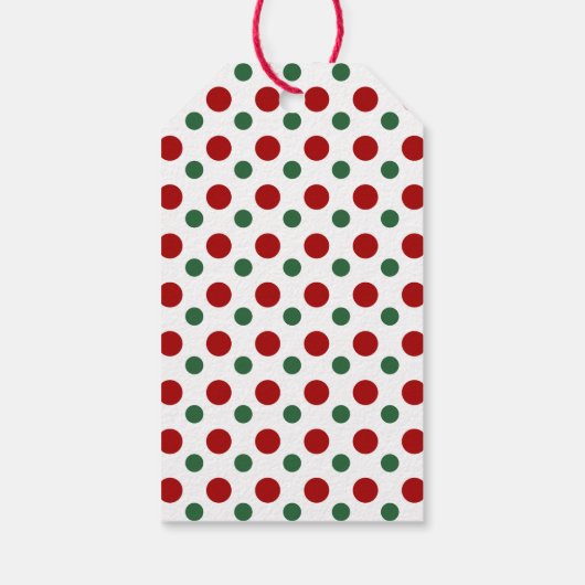 Moderne rode polka stippen vrolijk kerstfeest cadeaulabel (Achterkant)