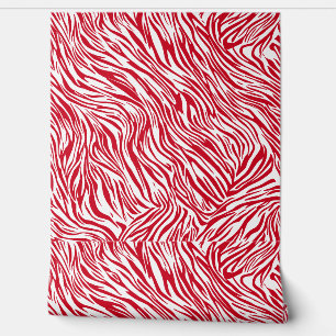 Moderne rode print Zebra Behang