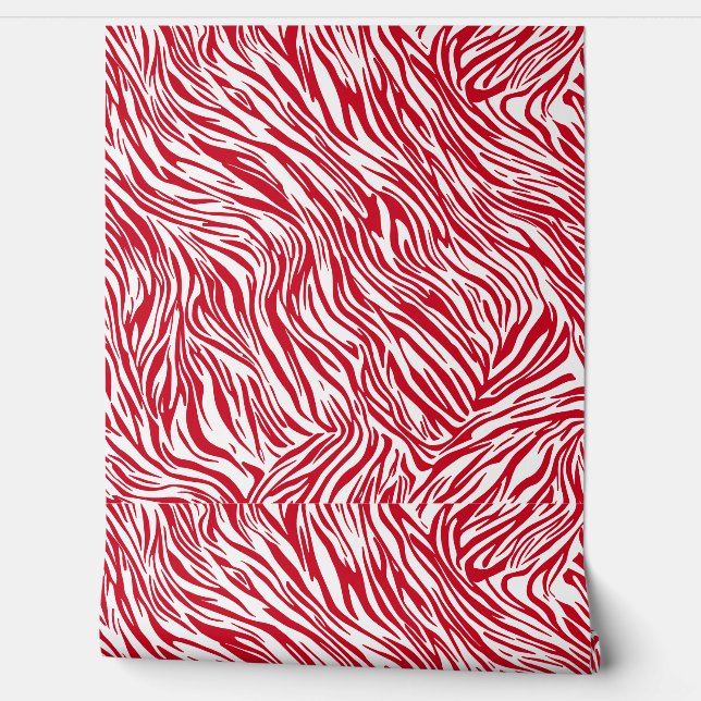 Moderne rode print Zebra Behang (Afrollen)