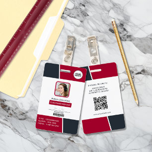 Moderne rode professionele werknemerspasfoto badge